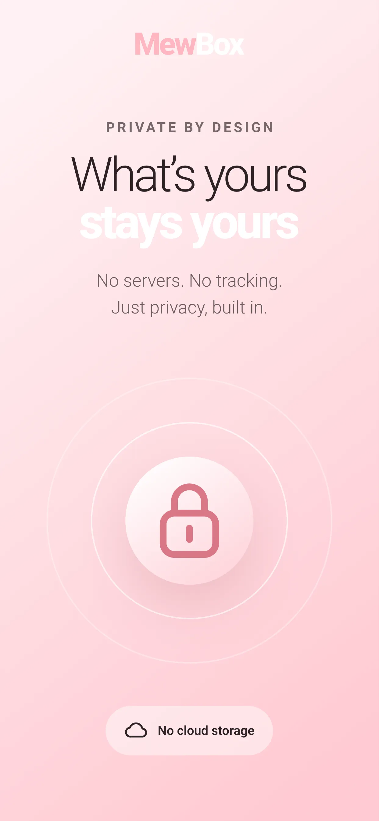 Lock screen illustration — What’s yours stays yours, no cloud storage